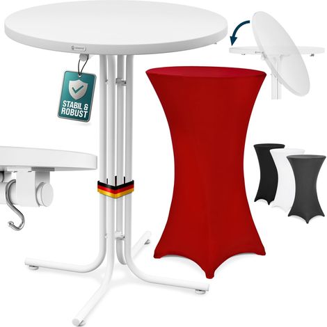 CASARIA® Stehtisch Klappbar mit Husse 70x110cm Rund Hoch Stabil Metall Pulverbeschichtet Hochtisch Bistrotisch Partytisch Weiß  Bordeaux-Rot