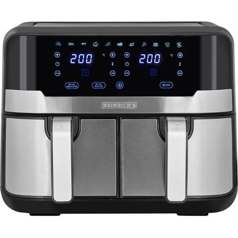 Heinrich's HFR 8214 Freidora doble de aire caliente 2 x 4.5 l - 9.0 l 1300-2400 W Negro - Plata