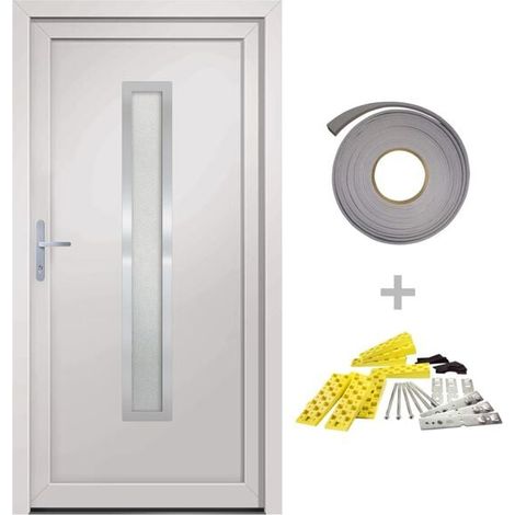 Porte d'entrée en PVC blanc, 88 x 200 cm