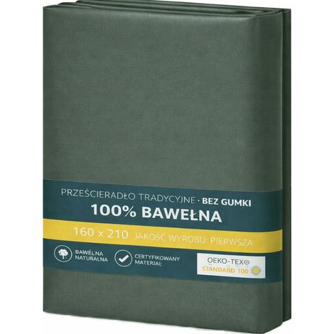 Sábana bajera tradicional 100% algodón 160x210 cm verde oliva (1/5)