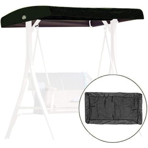 Toile de Rechange pour Balancelle, Housse de Rechange 3 Places, Toit Balancelle de Jardin, Impermeable Couverture Auvent pour Jardins Battants et Terrasses(Size:191x120x23cm,Color:Le Noir)