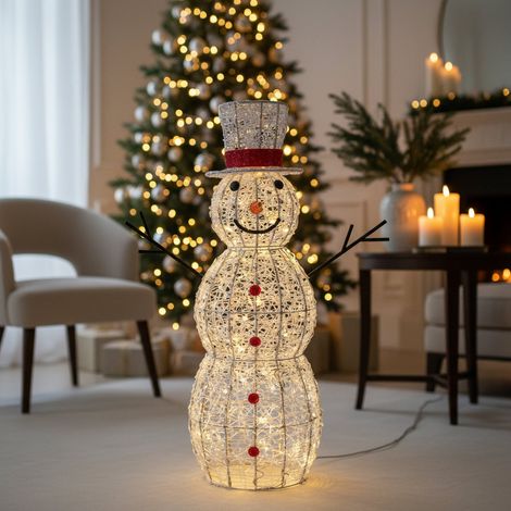 Pupazzo di Neve in acrilico trasparente con 220 LED color bianco caldo e freddo, h 105 cm (1/5)
