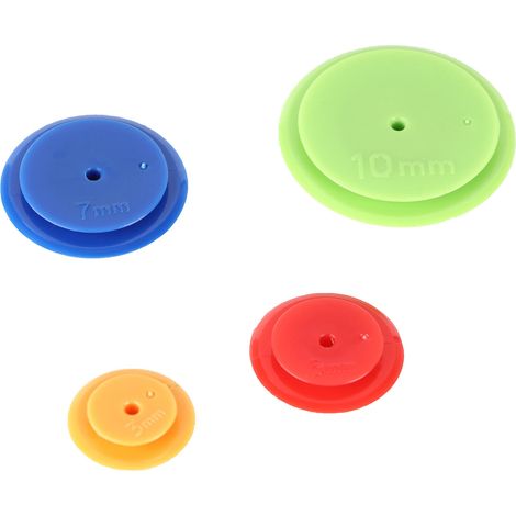 Ensemble de 4 gabarits de couture ronds en plastique coloré pour patchwork, couture et loisirs créatifs. (1/5)