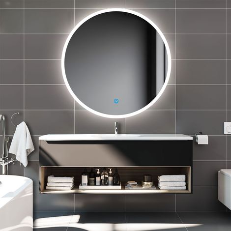 Biubiubath – Miroir de salle de bain LED 90x90cm – Anti-buée tactile – Éclairage blanc froid 6000K – Verre sans plomb et sans cuivre (1/5)