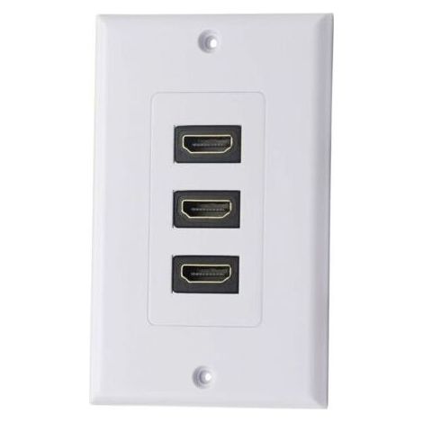 3 Port HDMI 2.0 Plaque murale Composant HDMI Composant Composite Audio Prise de montage murale, Support 4K 60Hz 1080P Parfait pour projecteur et cinéma maison blanc (3 HDMI) (1/4)