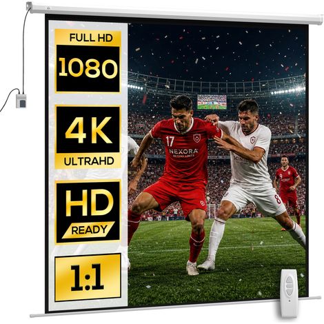 Écran de projection motorisé 120 Pouces, 4K HD électrique, montage mural ou plafond, panneau de commande et télécommande