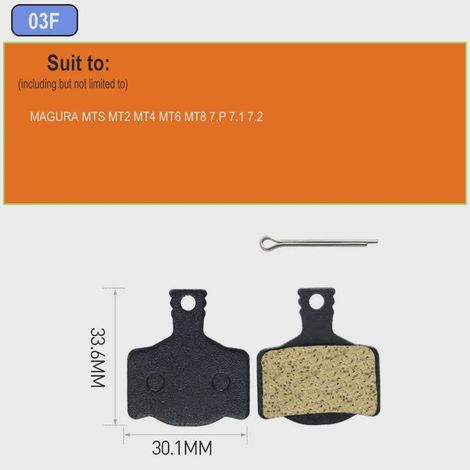 Une paire de plaquettes de frein en résine pour VTT, compatibles avec les systèmes de freinage tels que B01S, Deore, XT, Auriga, Comp, Drako, Hylex et Sram. (1/5)
