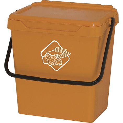 Bucket in polipropilene con manico e coperchio giallo, 30 Lt. 400x305x390 mm (1/5)