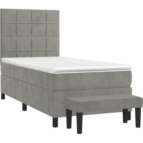 Sommier à lattes de lit et matelas Gris clair 80x200 cm Velours vidaXL (1/5)