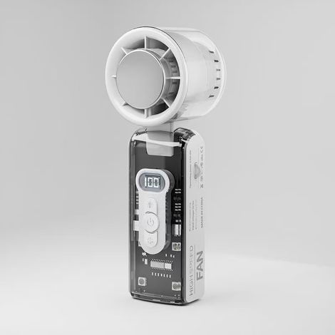 Ventilateur portable, ventilateur LED, batterie rechargeable, compagnon de voyage, parfait pour la plage, 7,56 x 3,15 x 2,36 pouces, blanc