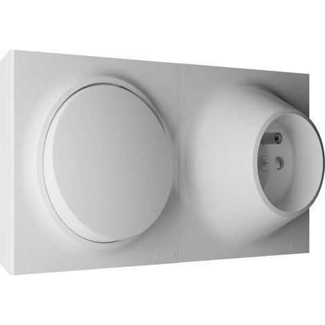 Fontini – Interrupteur va et vient 16A avec prise 2P+T – Installation en saillie ou encastrée – Finition blanc brillant RAL 9003 – Dimensions 15,6 x 7,8 x 3,8 cm (1/5)