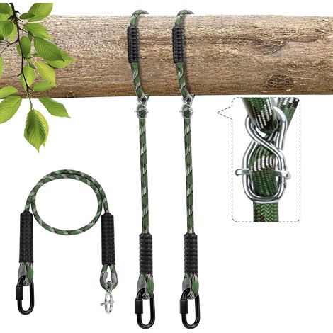 Sangle de hamac de 2 pièces,120cm sont rétractables et réglables Corde balançoire Suspendue Chaise matériau Polyester Corde pour balançoire extérieure Camping hamac (diamètre 12mm,453 kg) (1/5)