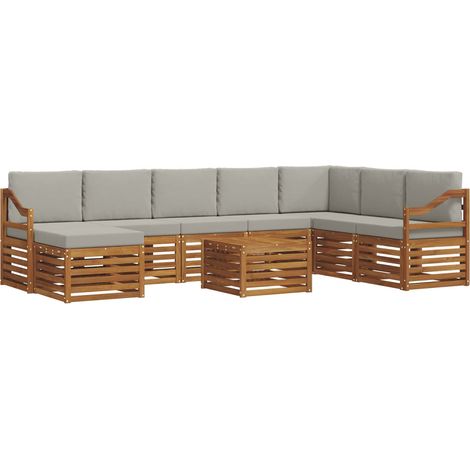 Set di divani da esterno 9 pz Grigio Naturale e Chiaro vidaXL (1/5)