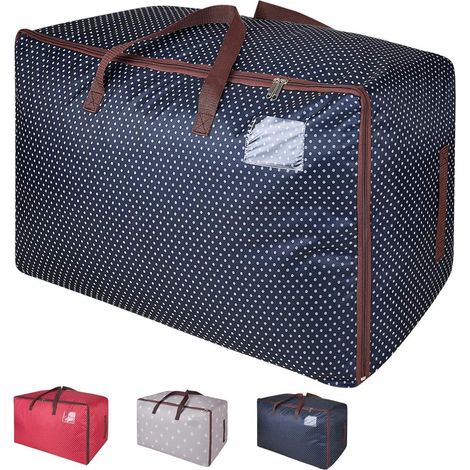Sac à vêtements 100L, sac de rangement imperméable épaissi de grande taille, sac de voyage - bleu (1/4)