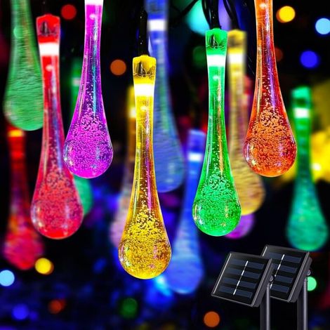 Solar-powered teardrop string lights - 8 lighting modes - (colorful) - 12 meters, 100 lights