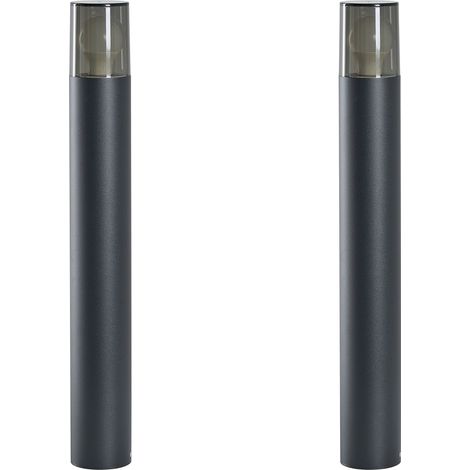 Conjunto de 2 lámparas de bolardo modernas de exterior para jardín de 60 cm de aluminio negro Elrick (1/5)