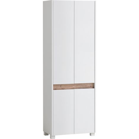 Schuhschrank CORATO-80 in weiß mit Blende in Wildeiche Nb., B/H/T: ca. 56,9/164,5/33 cm (1/5)