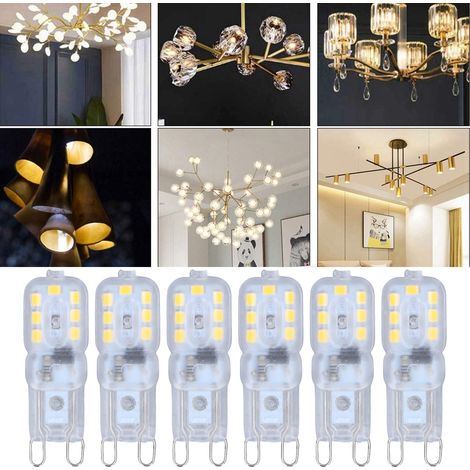 Ampoule G9 Dimmable 3W avec 14 LEDs, Économie d'Énergie et Protection des Yeux, Lumière Naturelle 110V, pour Lustre et Lampe de Table, Lot de 6