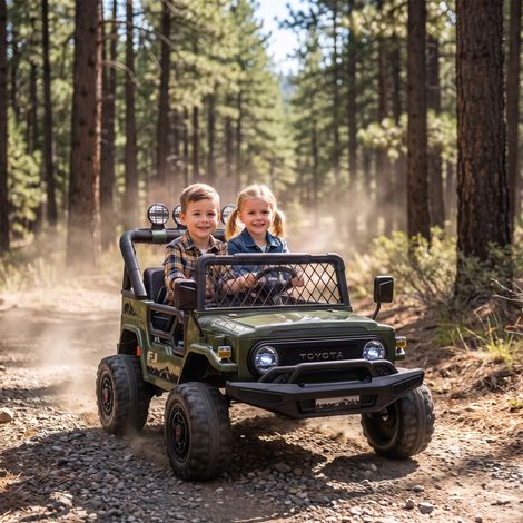 Voiture électrique pour enfants TOYOTA FJ 24V avec télécommande, moteur 200W, batterie au lithium, 2 places, pour les enfants de 3 à 8 ans. (1/5)