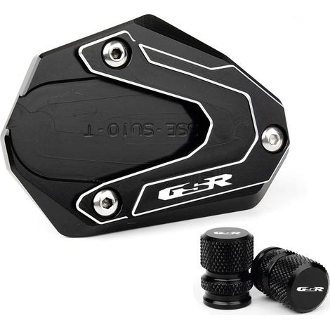(1 jeu - Noir) Plaque d'extension de béquille latérale CNC pour moto, compatible avec SUZUKI GSR750 gsr750 GSR 750. (1/4)