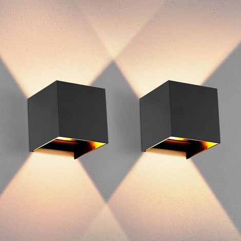Lampe d'extérieur à LED, applique murale d'extérieur IP65, applique murale haut et bas, blanc chaud, faisceau lumineux réglable, noir 2 pièces