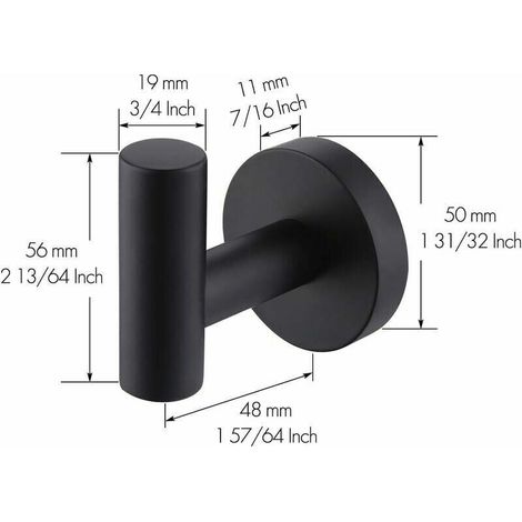Appendiabiti e portasciugamani in acciaio inox SUS304 nero, set da 2 pezzi, Fonepro, Sunny (1/5)