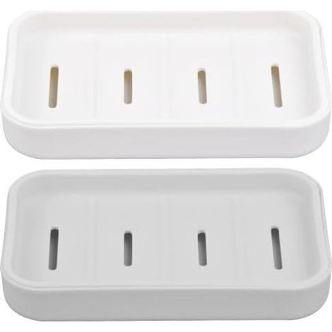 Set di 2 portasapone con foro di drenaggio - Realizzati in plastica robusta e antiscivolo - Per bagno, cucina e doccia - Mantengono il sapone asciutto - Perfetti per i viaggi (1/5)