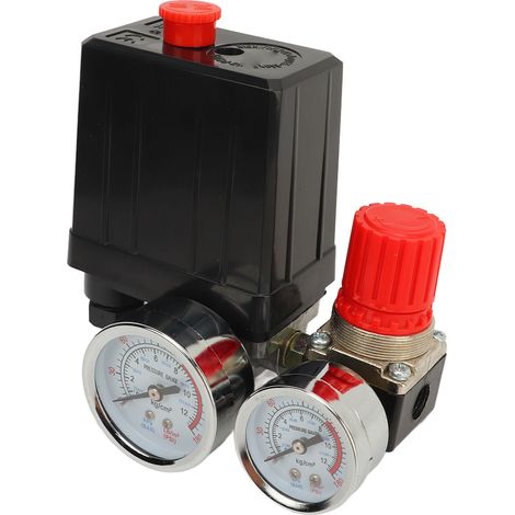 Druckschalter-Regelkugelventil für Luftkompressoren 0–180 PSI mit Manometer als Ersatzteil (1/5)