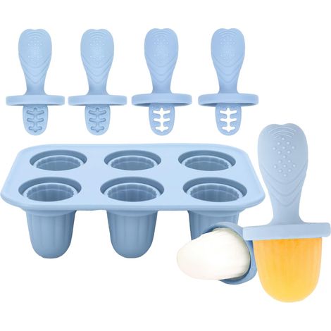 Moule à Glace - Plateaux pour congélateur à 6 grilles pour cake,Moules en Silicone Réutilisables à Bâtonnet pour Glaces aux Fruits Desserts Gelée