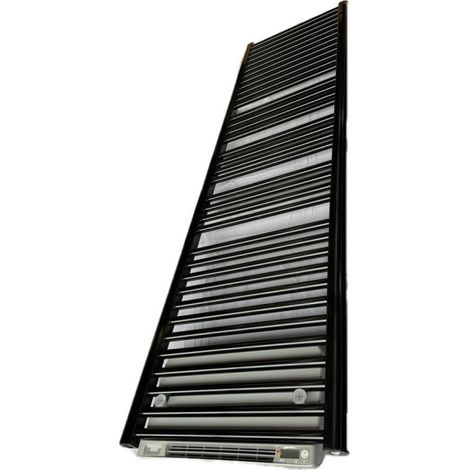 Seche serviette eau-chaude 1014W + Turbo electrique 950W acier couleur noir RAL 9005 1807x500mm 36 tubes droits FLORES T (1/5)