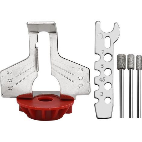 Kit per affilatura motosega da 5 pezzi - Lime diamantate - Guida angolare per trapano, motosega, lama e tosaerba rosso