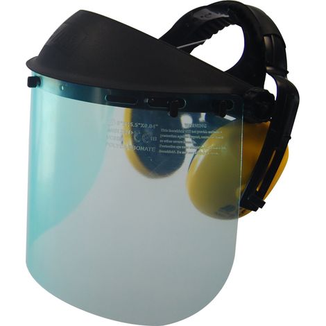 UNIVERSEL - Visiera di protezione in plastica sollevabile e casco anti-rumore incorporato, modello professionale, larghezza visiera 400 mm, altezza 190 mm, decespugliatore e fai da te