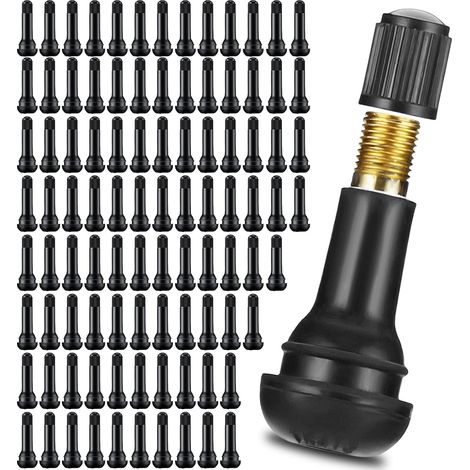 100 Pièces TR414 Valves en Caoutchouc, Tubeless Auto Snap-in, Pneu Noir pour Voitures et Motos (1/5)
