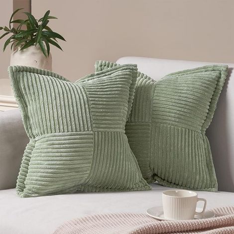 BEBUSINGOTO Housses de coussin, 40 x 40 cm, taies d'oreiller décoratives et moelleuses avec fermeture éclair invisible pour canapé-lit, salon, chambre à coucher (40 x 40 cm, vert sauge, lot de 2) (1/5)