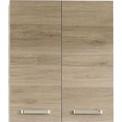 Badezimmer Hängeschrank OSTENDE-66 in Sanremo Eiche Terra quer Nb. - B/H/T: 60/70/20cm (1/4)