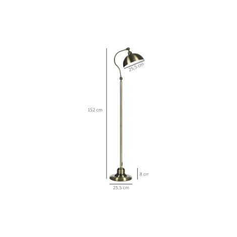 Lampadaire rétro sur pied arqué avec abat-jour réglable E27 aspect laiton pour salon & chambre (1/5)