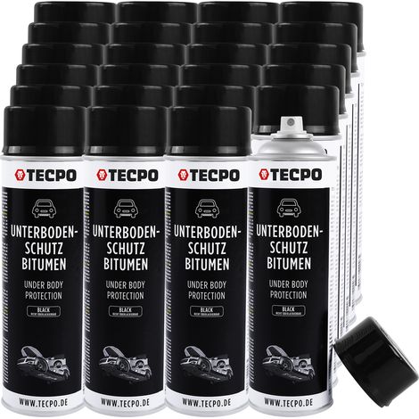 TECPO Unterbodenschutz Bitumen 24x 500ml schwarz Steinschlagschutz UBS Versieglung Spray Schutz vor Steinschlag, Rost, Chemikalien mit Anti-Dröhn-Wirkung