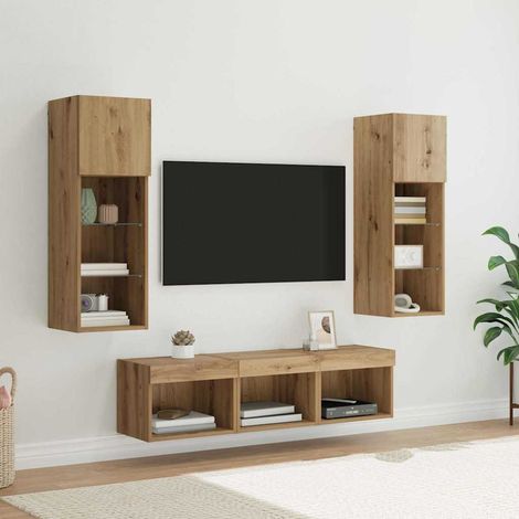Meubles TV muraux 5 pcs Chêne noir Bois d'ingénierie vidaXL
