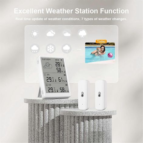 Station météo Tuya WIFI avec écran de prévisions numériques et 6 ports WiFi + RF433 (1/5)