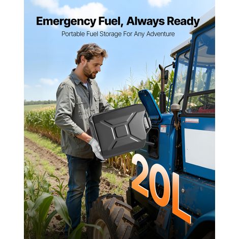 Jerrican Essence Métal 20 L Bidon Essence Débit Maximal 6 L/min Réservoir de Carburant Portable Résistant pour Véhicules, Tracteurs… (1/5)