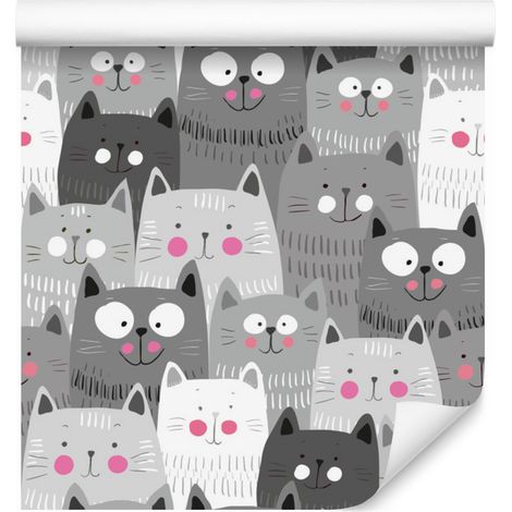 Papier peint chatons souriants pour salon et chambre 50x1000 cm (1/5)