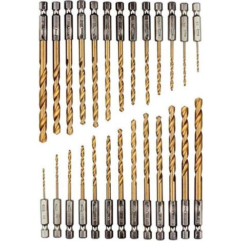 26-teiliges Bohrerset mit Titanschaft, Sechskant-HSS-Bohrer, 1,5–6,5 mm, titanbeschichtetes HSS-Bohrerset, Metallbohrer