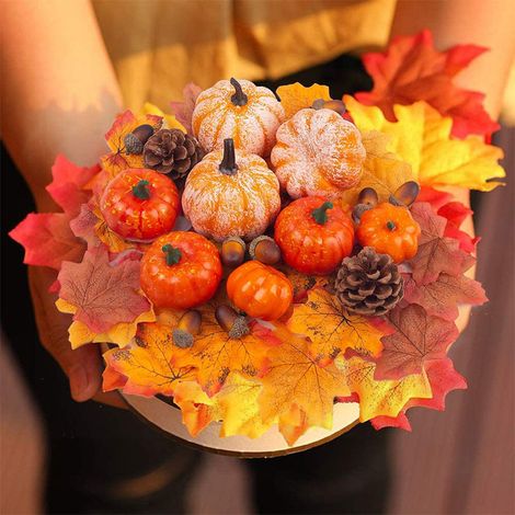 Halloween Simulation Pumpkin Foam Artificial Pumpkin Christmas Decoration Model Accessories Set Photography Photo Props-KZQ (1/2)
