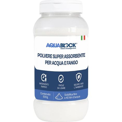 POLVERE SUPERASSORBENTE PER ACQUA E FANGO AQUADRY 500 GR AQUABLOCK