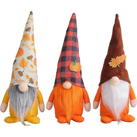 Gnome de Noël pour la fête des récoltes (lot de 3) - Décoration pour la maison, le restaurant ou la salle à manger (1/5)