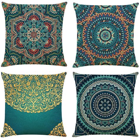 Lot de 4 Taies d'Oreiller Décoratives, Housse de Coussin, Impression Recto-Verso, Fleurs de Datura, Peluche Courte, pour Canapé, Chaise de Jardin, Maison, Voiture 45x45cm (Couleur Aléatoire) (1/5)