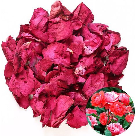 Pétalos de rosa roja secos naturales al por mayor. Flores secas ideales para decoración de bodas, fiestas, baños, geles de ducha, té, repostería, popurrí y manualidades - 60 g (1/5)