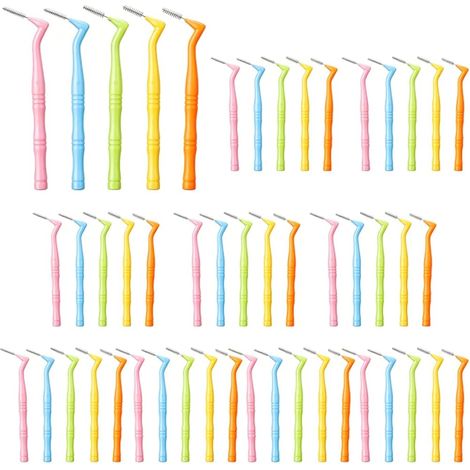 50 Pcs Brossettes Interdentaires en Forme de L Brossette Dentaire 5 Tailles Assorties Brosse Interdentaire pour Hygiene Dentaire Cure Dents Plastique Mini Brosse a Dent Nettoyage Interdentaire (1/5)
