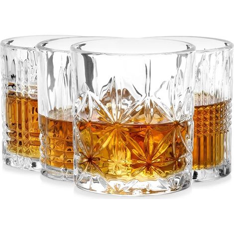 Whiskey Glasses Set, 290 ml, Gold Rim, 4 Pieces (1/5)