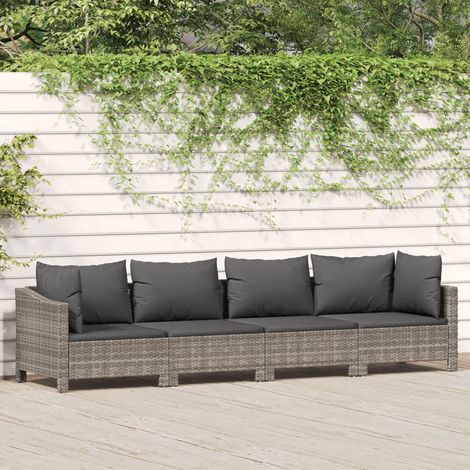 Salon de jardin 4 pcs - Ensemble Table et Chaise de Jardin - avec coussins Gris Résine tressée BV571133 - BonneVie (1/5)